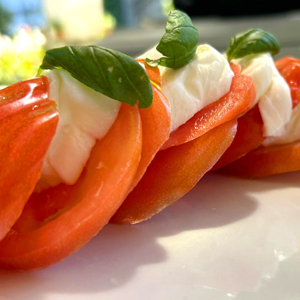 Caprese salad with Sorrento tomatoes and mozzarella - Sorrento Garden Kitchen